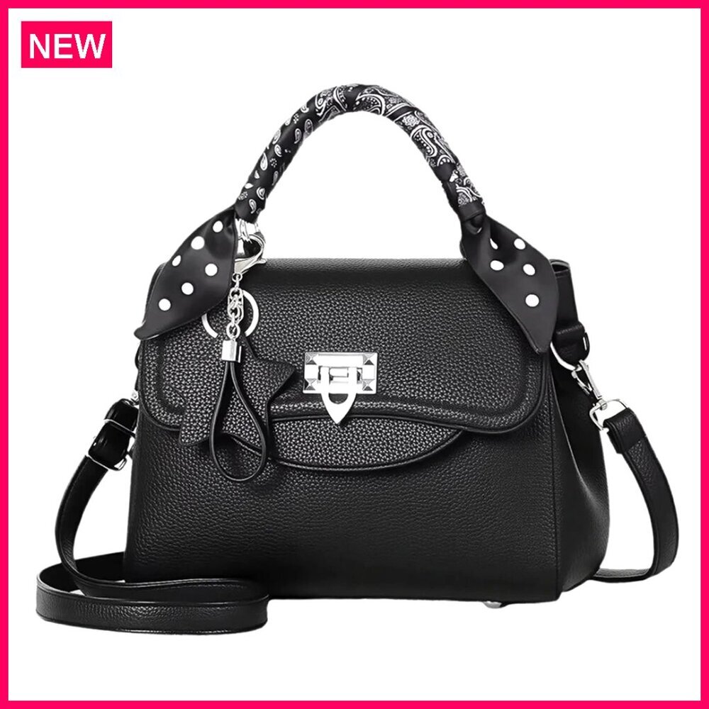 Large Capacity Pu Leather Tote Bag With Adjustable Strap, Zippered Pockets